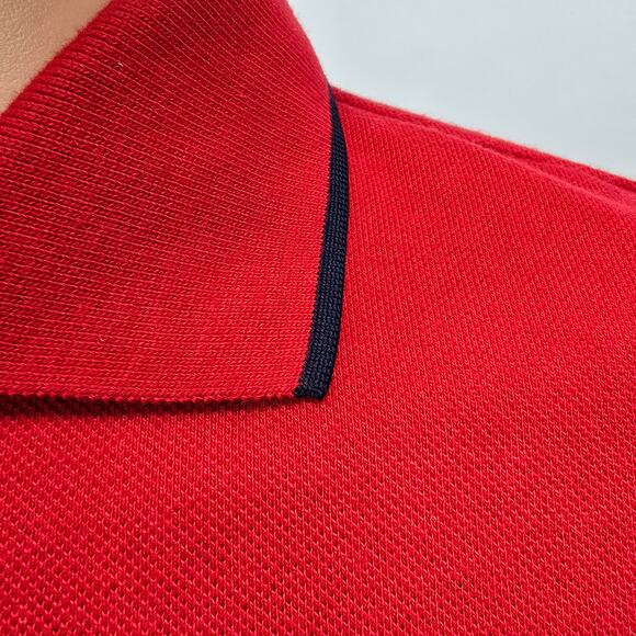 Polo Jeans Co. Ralph Lauren RL Spell Out US Flag Pocket Tipped Polo VTG Sz L Red - Picture 6 of 12